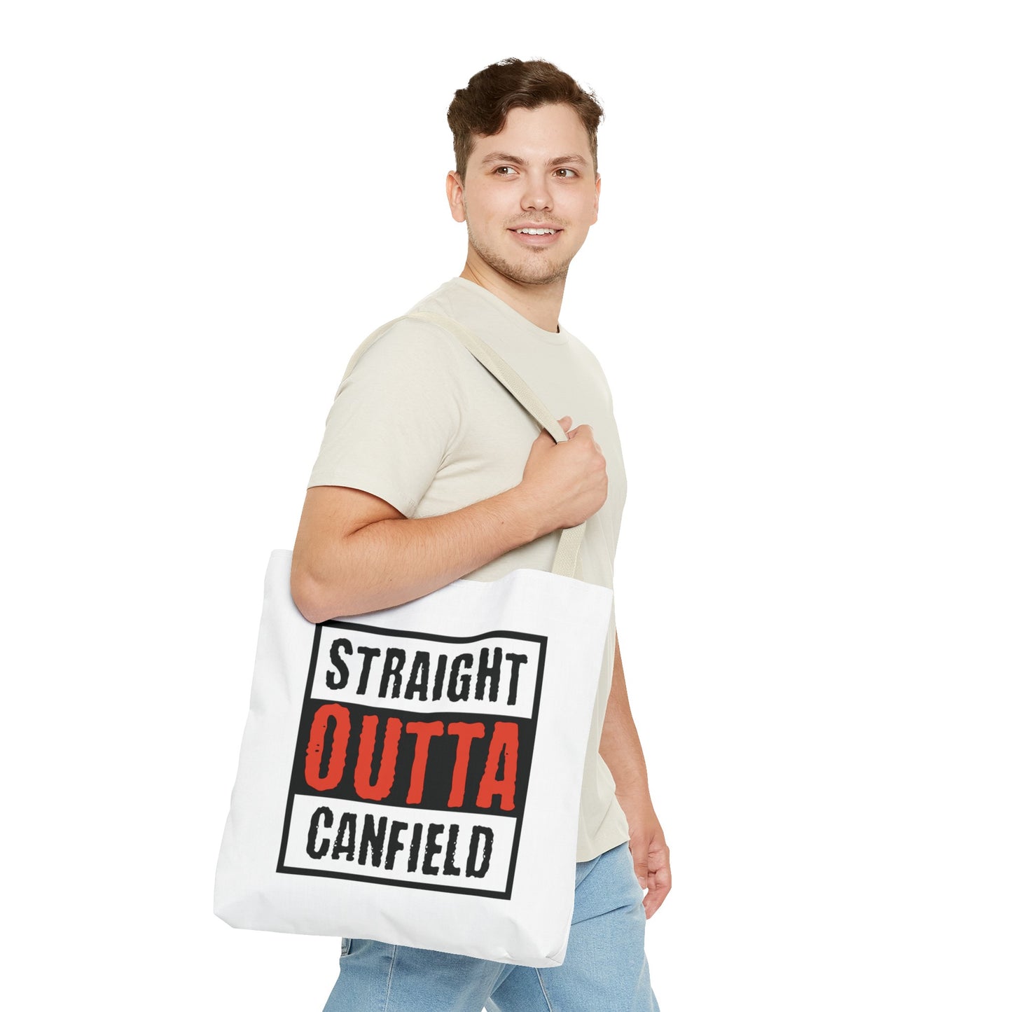 "Straight Outta Canfield" Tote Bag, Black "C"