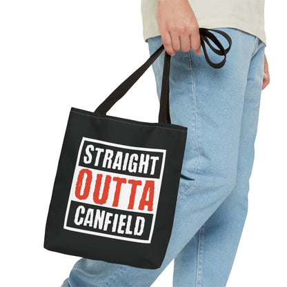 "Straight Outta Canfield" Tote Bag, White Cardinal