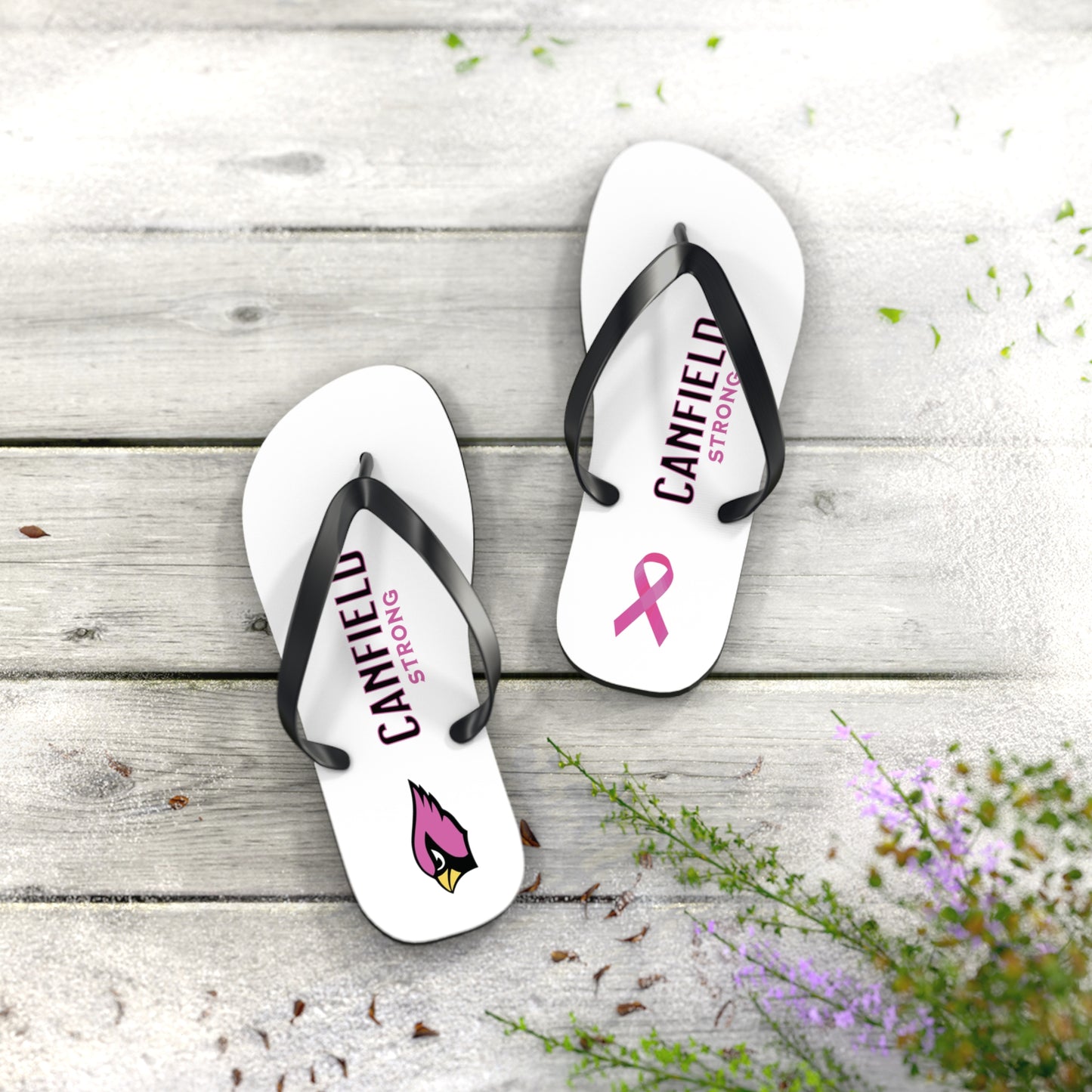 "Canfield Strong" Breast Cancer Awareness Flip Flops