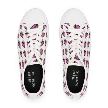 Women's Low Top Sneakers, Pink Cardinal