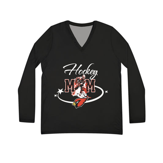 Hockey Mom, Women's Long Sleeve V-neck Shirt