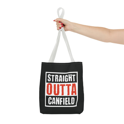 "Straight Outta Canfield" Tote Bag, White Cardinal