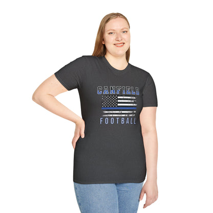 Back-the-Blue Flag, Canfield Football Softstyle T-Shirt