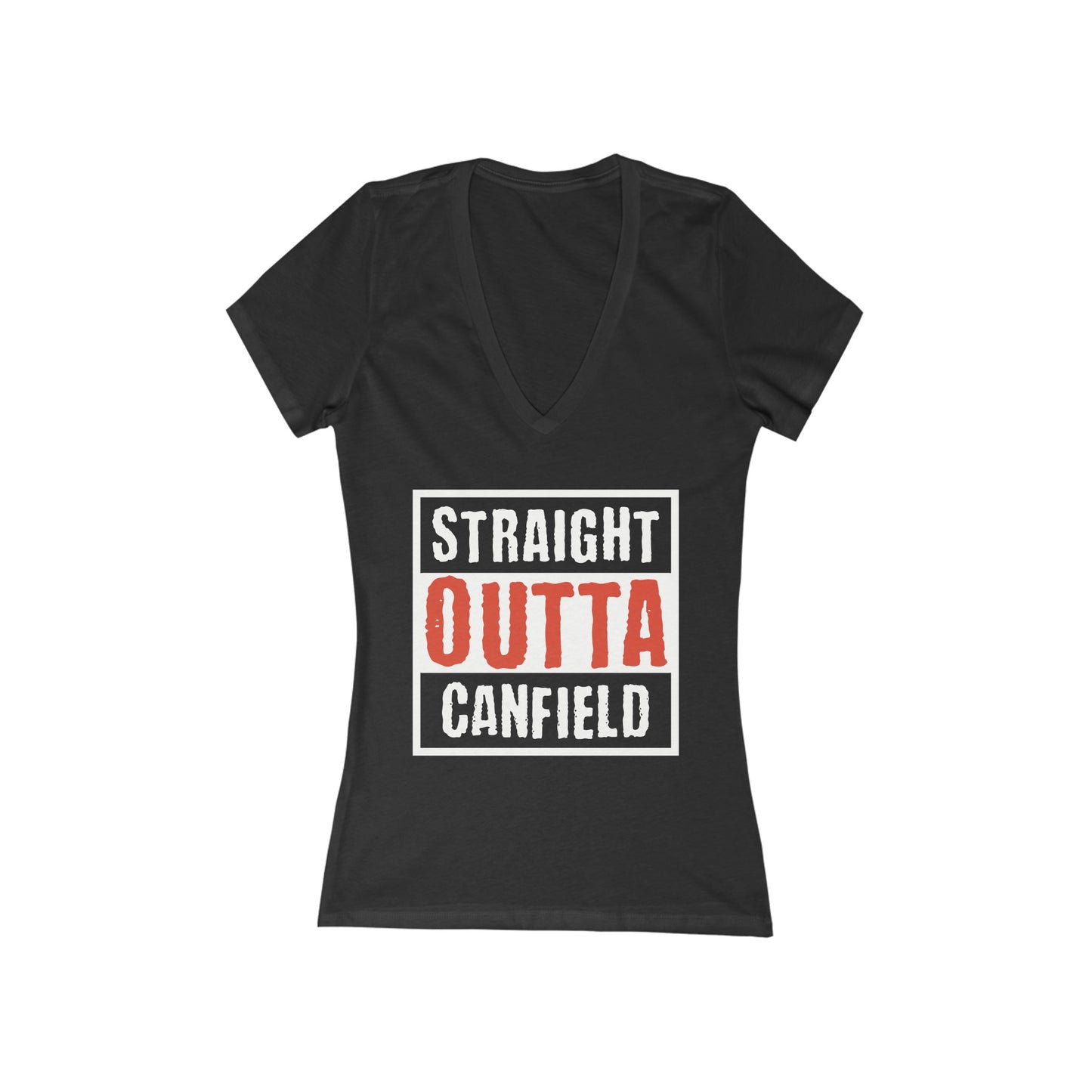 "Straight Outta Canfield" Women's Jersey Short Sleeve Deep V-Neck Tee