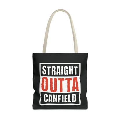 "Straight Outta Canfield" Tote Bag, White Cardinal