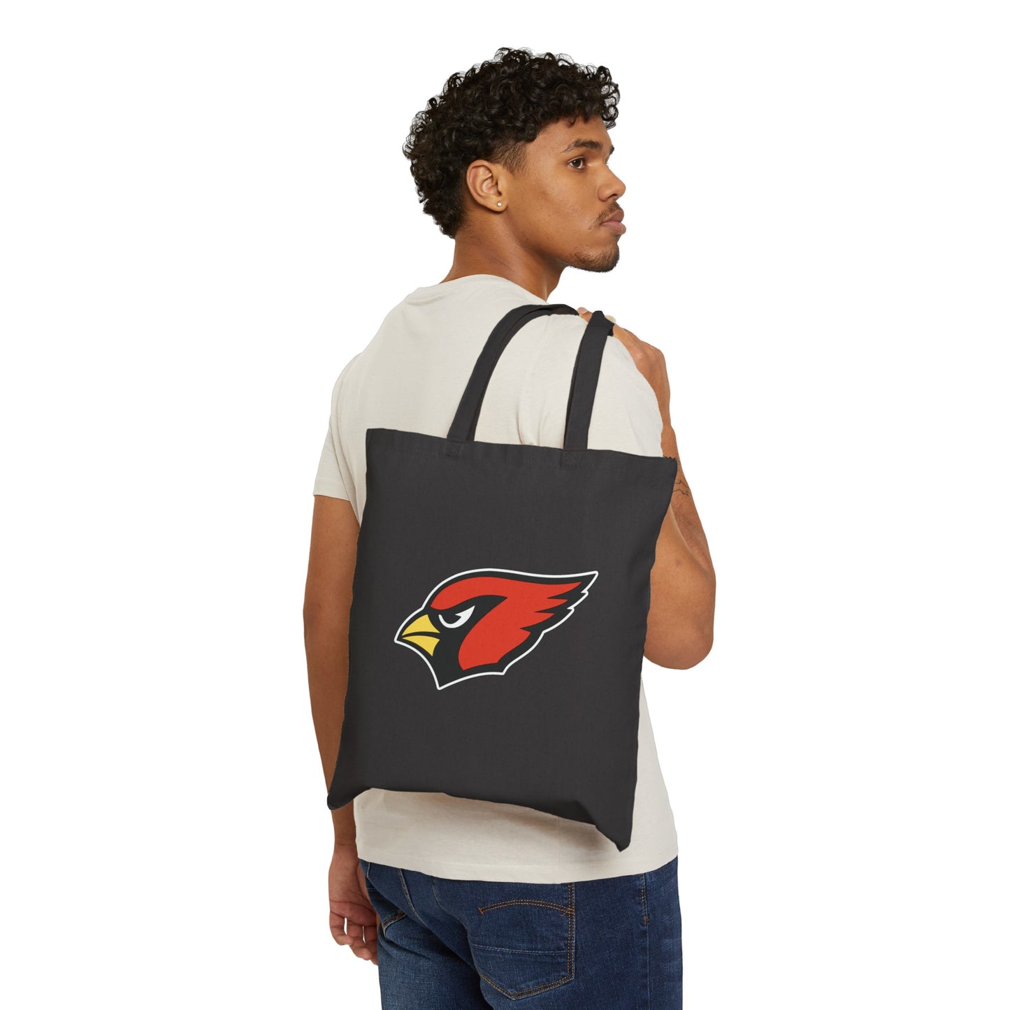 Canfield Cotton Canvas Tote Bag, Red Cardinal, White "C"