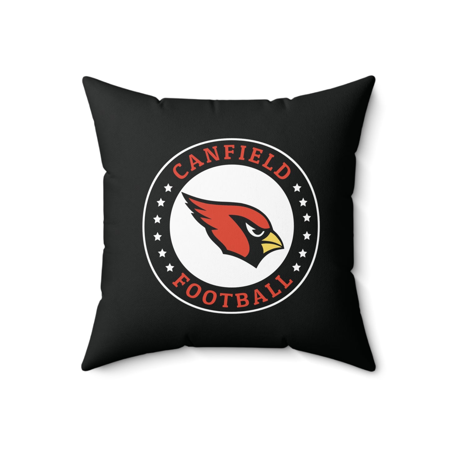 Canfield Football Badge Double Sided Square Pillow, Red "C"