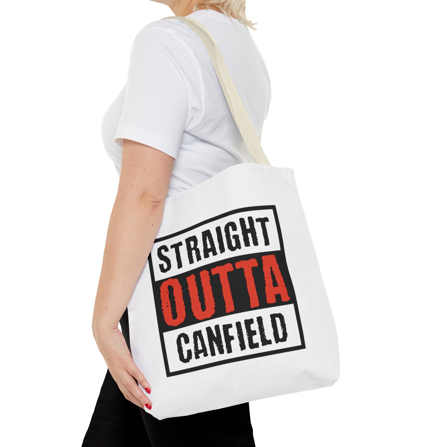 "Straight Outta Canfield" Tote Bag, Black "C"