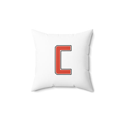 Canfield Football Badge Double Sided Square Pillow, Red "C"