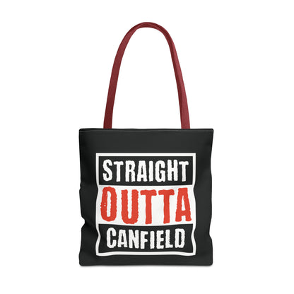 "Straight Outta Canfield" Tote Bag, White Cardinal