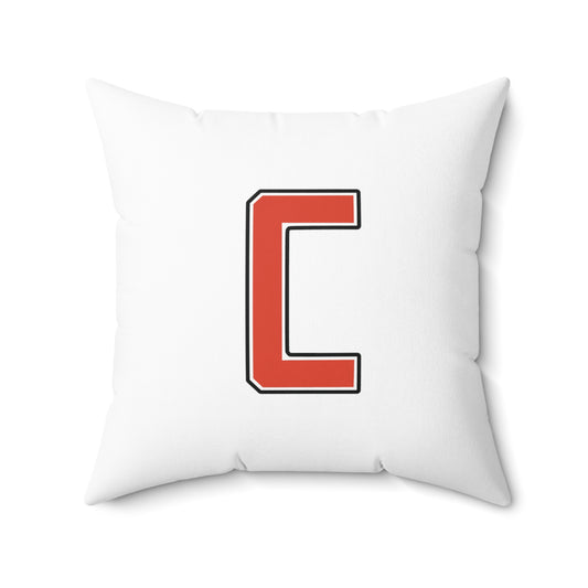 Canfield Double Sided Square Pillow, Red Cardinal & Red "C"