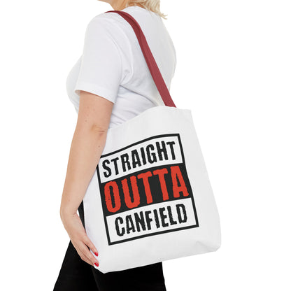 "Straight Outta Canfield" Tote Bag, White "C"