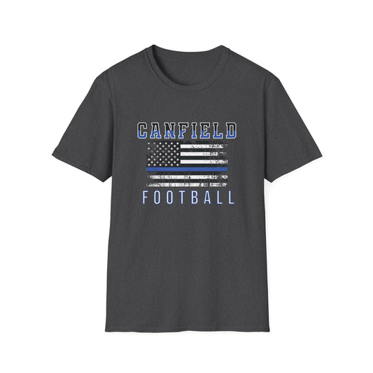 Back-the-Blue Flag, Canfield Football Softstyle T-Shirt