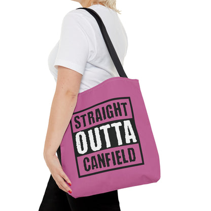 "Straight Outta Canfield" Tote Bag, White Cardinal