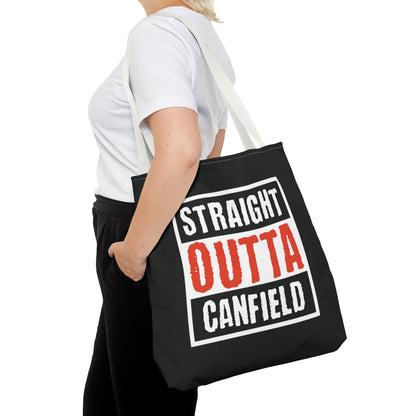 "Straight Outta Canfield" Tote Bag, White Cardinal