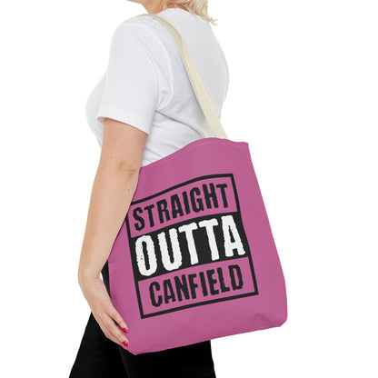 "Straight Outta Canfield" Tote Bag, White Cardinal