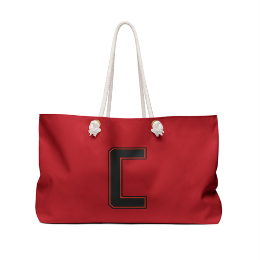 Canfield Weekender Bag, Red Cardinal & Black "C"