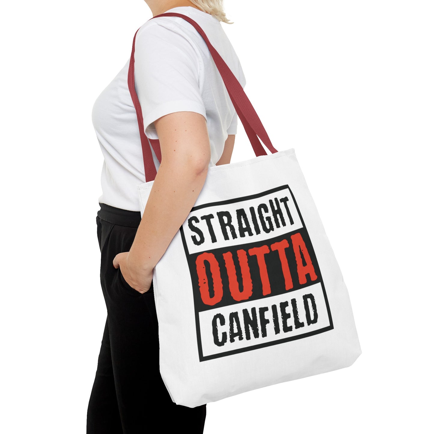 "Straight Outta Canfield" Tote Bag, Red "C"