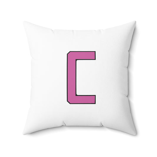 Canfield Double Sided Square Pillow, Pink Cardinal & Pink "C"