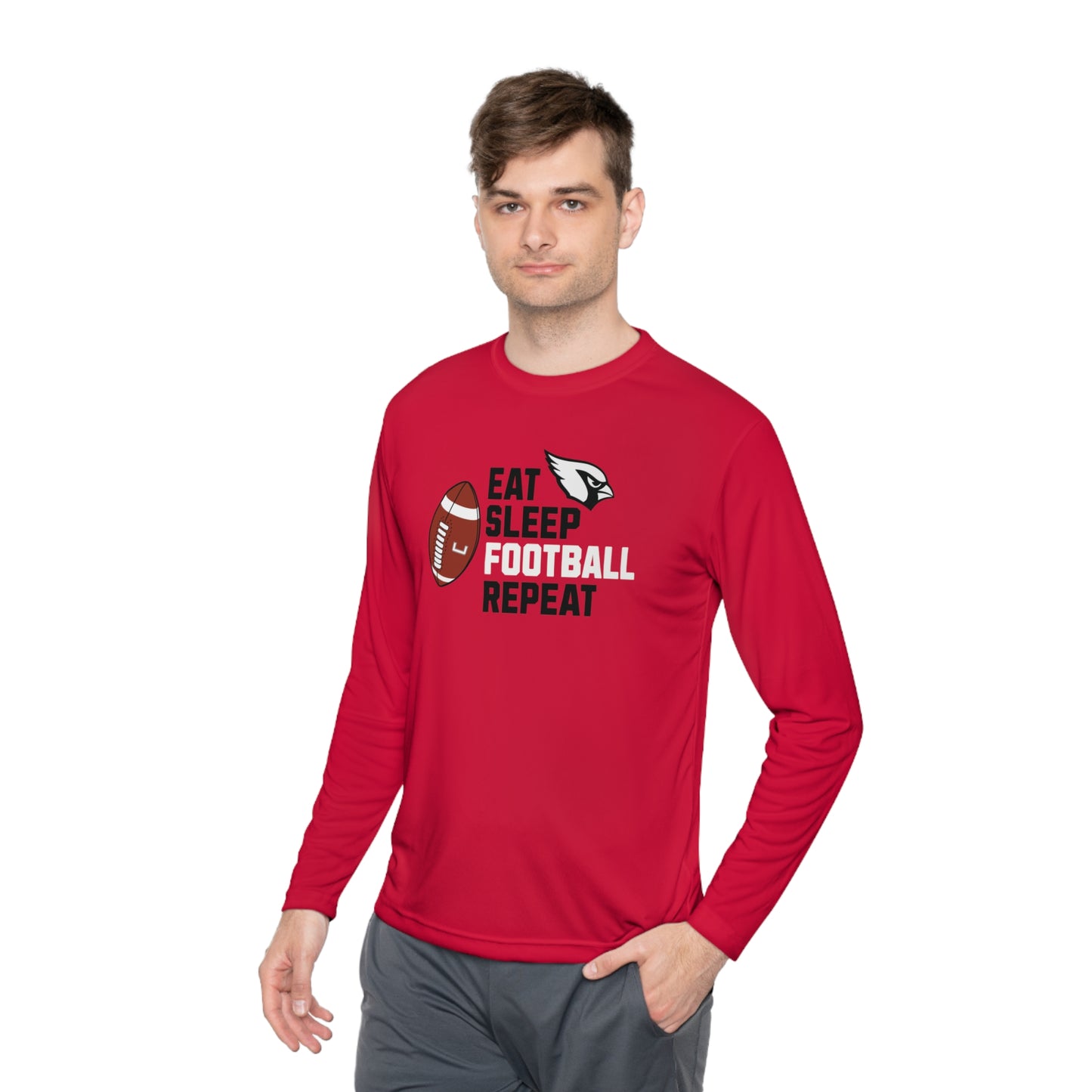 Eat, Sleep, Football, Moisture-Wicking Long Sleeve Tee