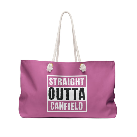 "Straight Outta Canfield" Weekender Bag, Pink Cardinal