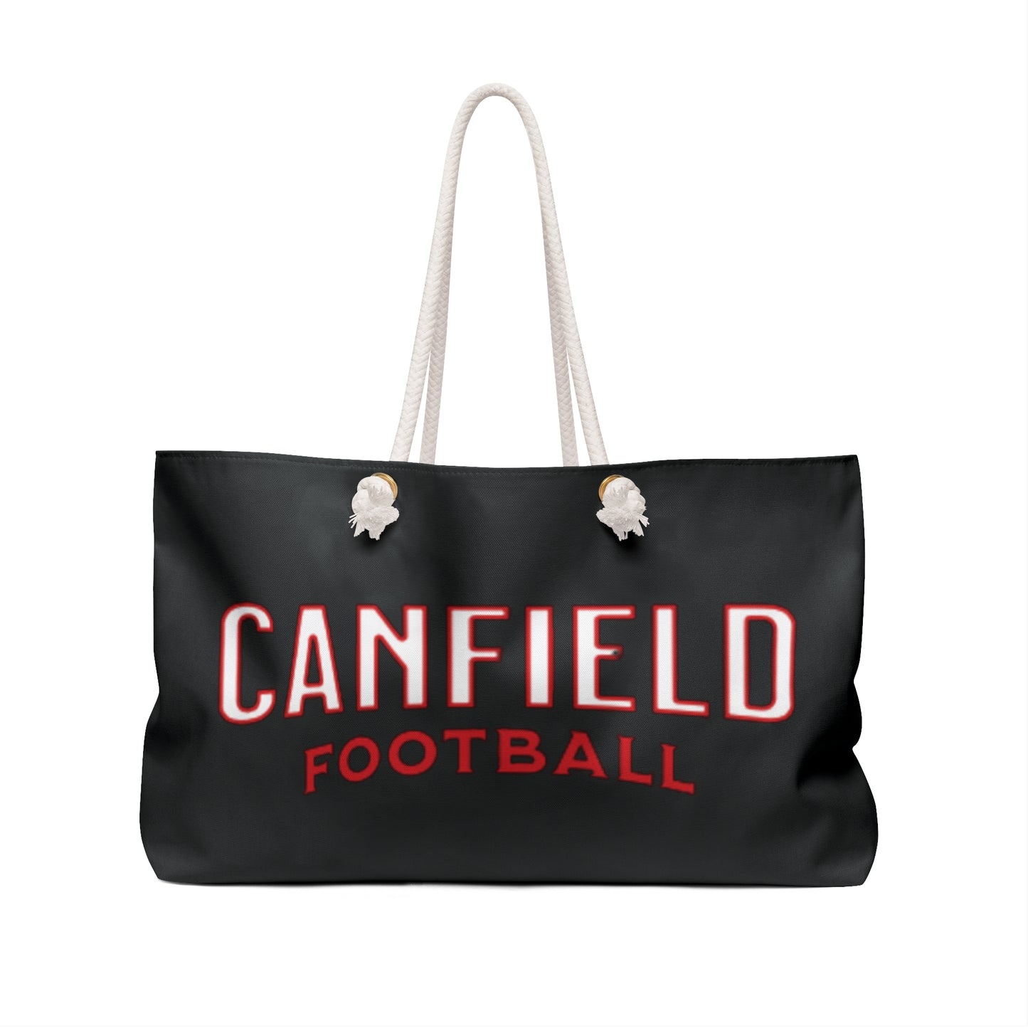 Canfield Football Weekender Bag, White Cardinal w/Red Trim