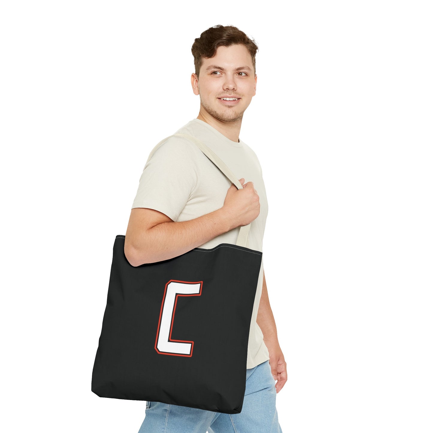 Tote Bag, White Canfield C w/White & Red Trim Cardinal