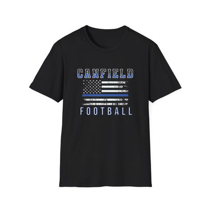 Back-the-Blue Flag, Canfield Football Softstyle T-Shirt