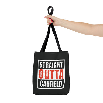 "Straight Outta Canfield" Tote Bag, White Cardinal