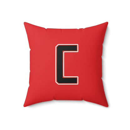 Canfield Football Badge Double Sided Square Pillow, Black "C"