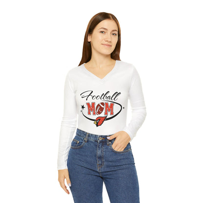 Football Mom, Women's Long Sleeve V-neck Shirt