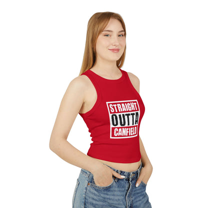 "Straight Outta Canfield",  Micro Rib Racer Tank Top