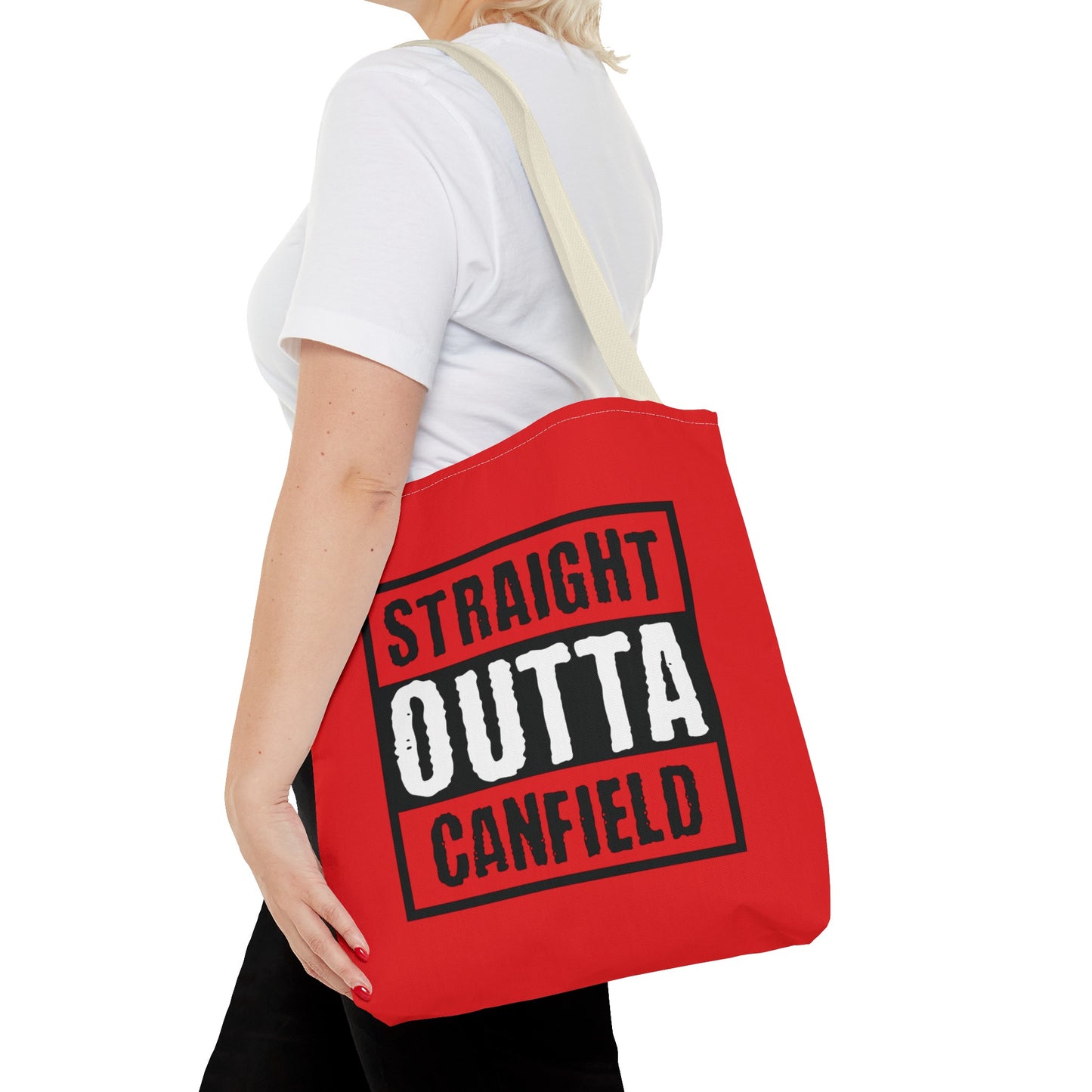 "Straight Outta Canfield" Tote Bag, White "C"