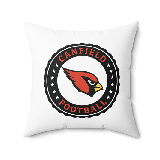 Canfield Football Badge Double Sided Square Pillow, Red "C"