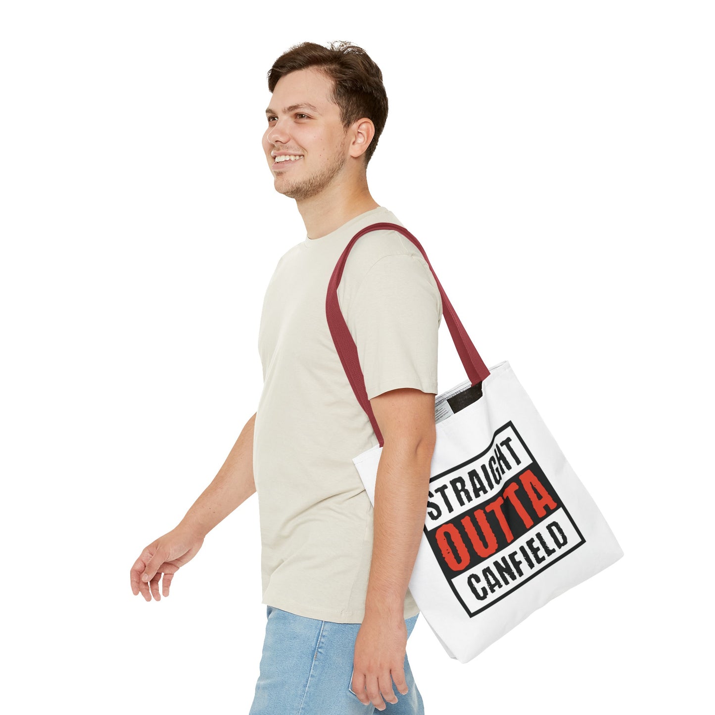 "Straight Outta Canfield" Tote Bag, White "C"