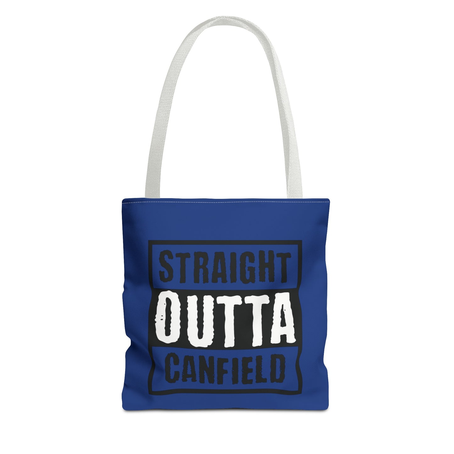 "Straight Outta Canfield" Tote Bag, Back-the-Blue Cardinal