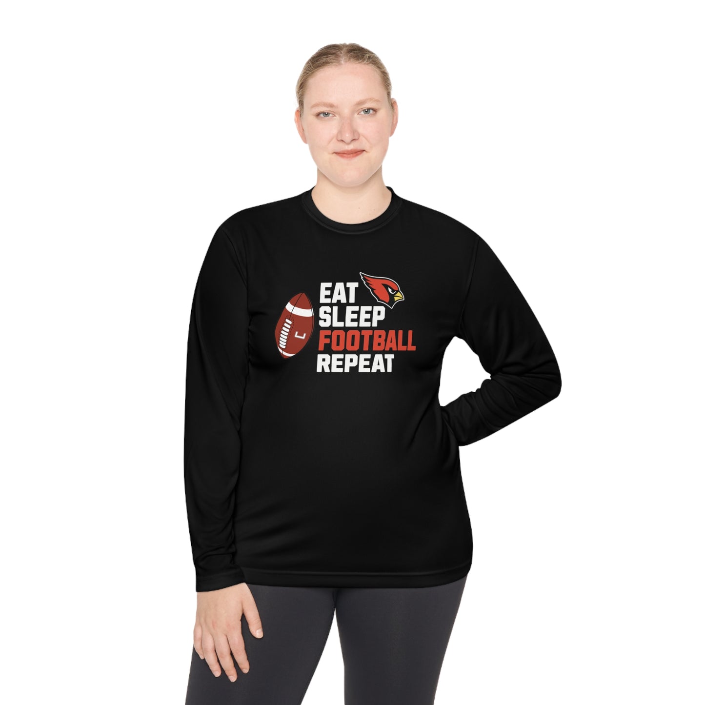 Eat, Sleep, Football, Moisture-Wicking Long Sleeve Tee