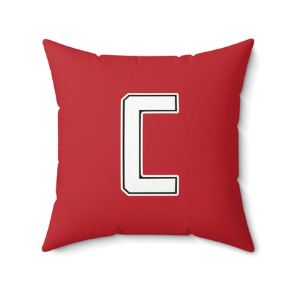 Canfield Double Sided Square Pillow, White Cardinal & White "C"