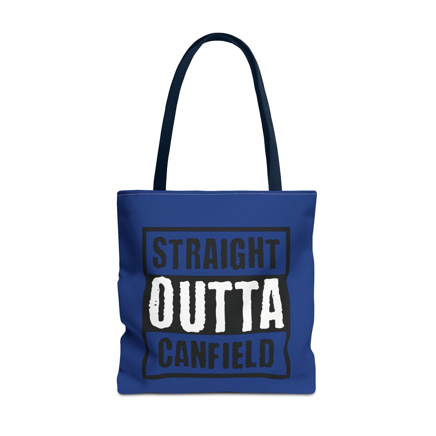 "Straight Outta Canfield" Tote Bag, Back-the-Blue Cardinal