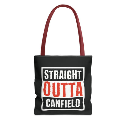 "Straight Outta Canfield" Tote Bag, White Cardinal