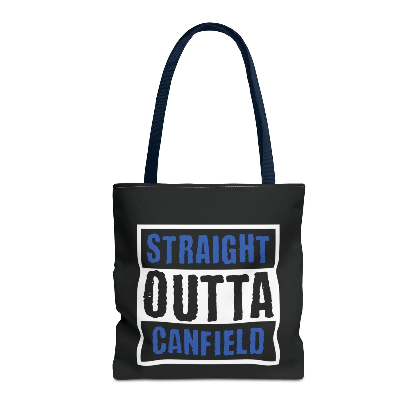 "Straight Outta Canfield" Tote Bag, Back-the-Blue Cardinal