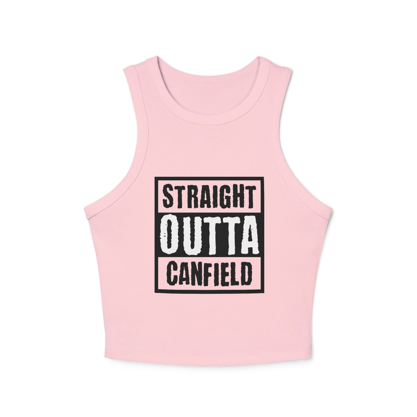 "Straight Outta Canfield",  Micro Rib Racer Tank Top