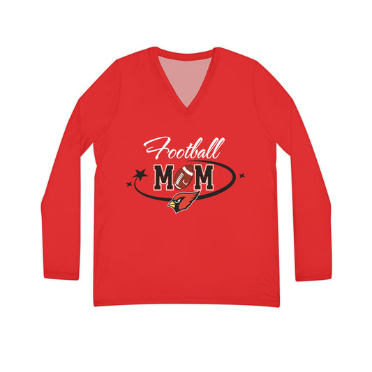 Football Mom, Women's Long Sleeve V-neck Shirt