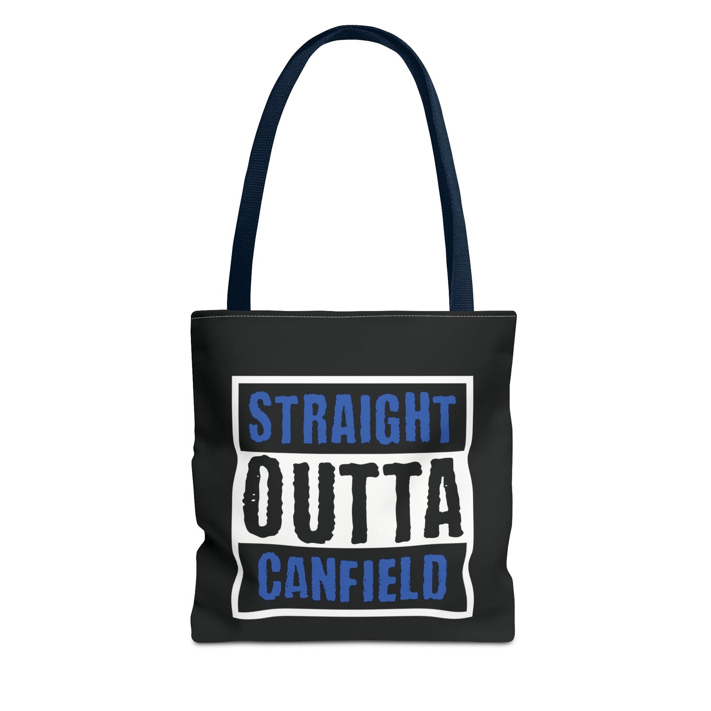 "Straight Outta Canfield" Tote Bag, Back-the-Blue Cardinal