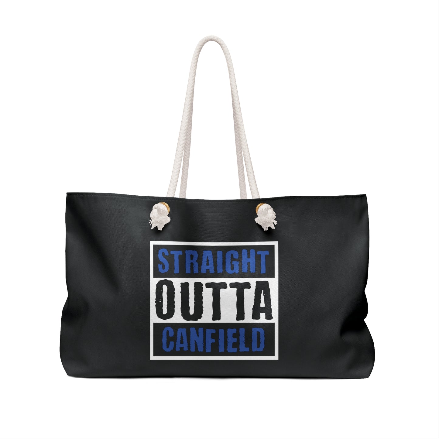 "Straight Outta Canfield" Weekender Bag, Back-the-Blue Cardinal