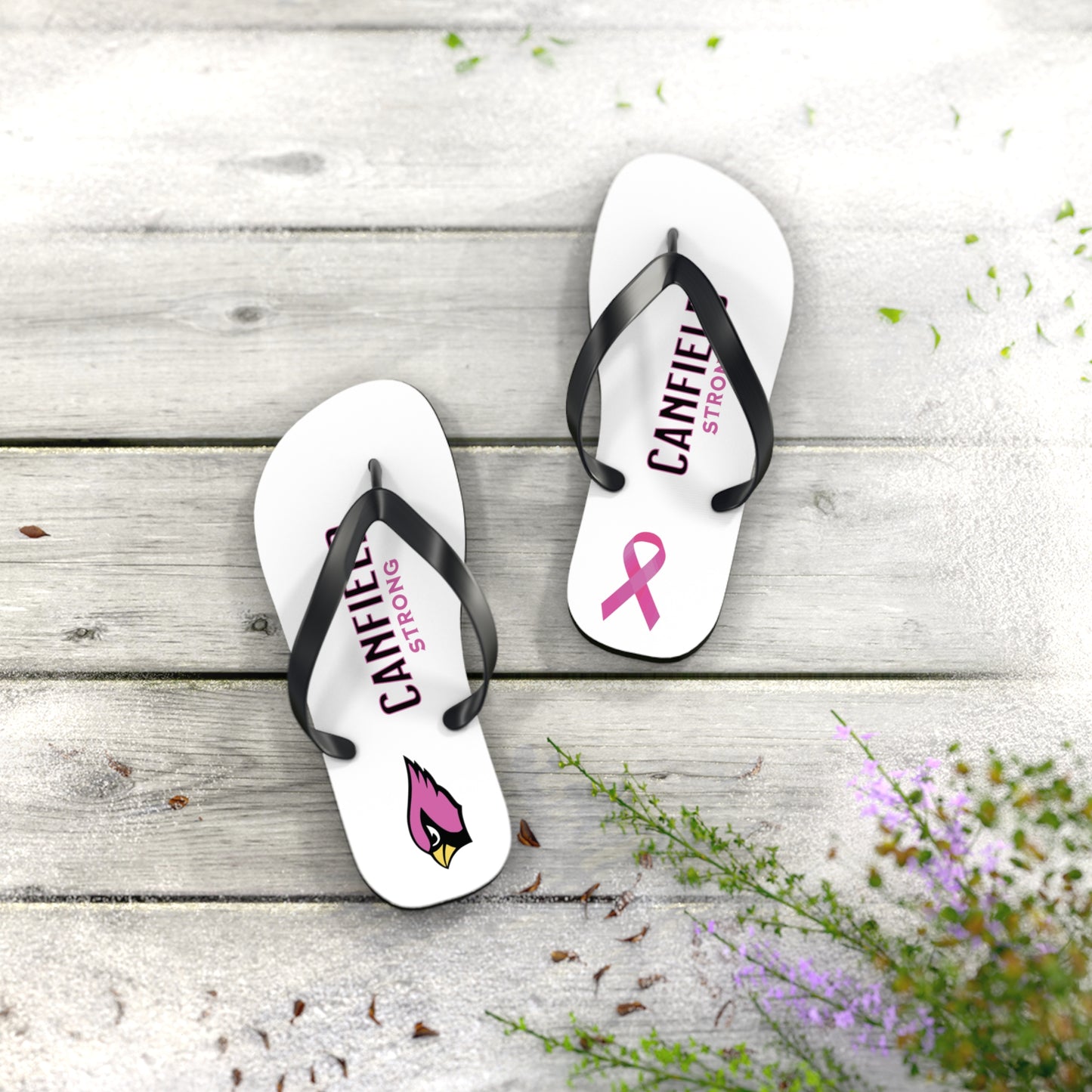 "Canfield Strong" Breast Cancer Awareness Flip Flops