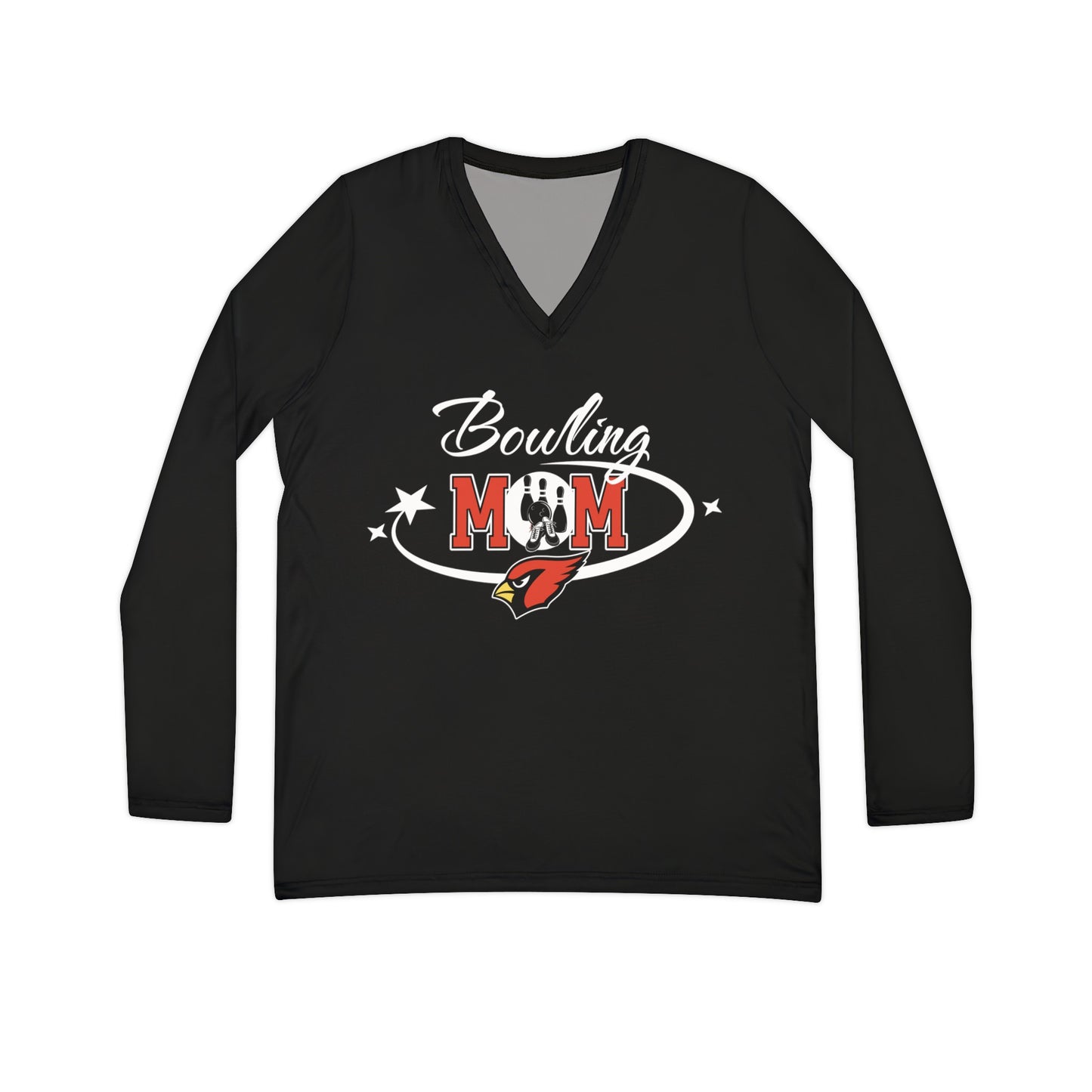 Bowling Mom, Women's Long Sleeve V-neck Shirt