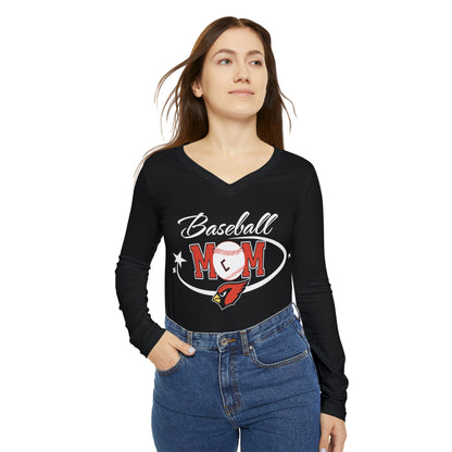 Baseball Mom, Women's Long Sleeve V-neck Shirt