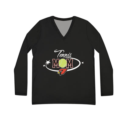 Tennis Mom, Women's Long Sleeve V-neck Shirt