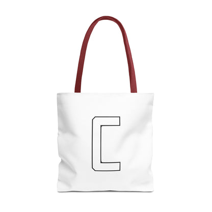 Canfield Tote Bag, White Cardinal & White Canfield "C"